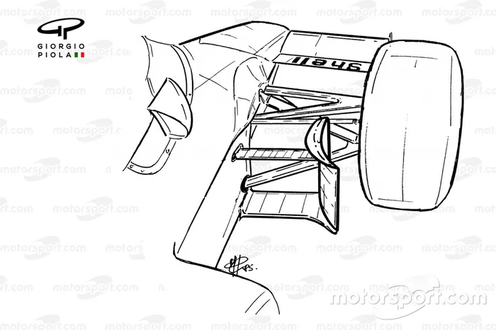 McLaren MP4-2B de 1985: Detalhe da palheta giratória