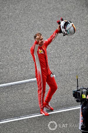 Sebastian Vettel, Ferrari celebra en parc ferme