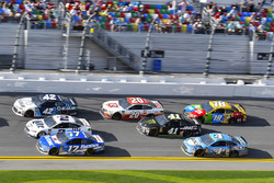 Kyle Larson, Chip Ganassi Racing Chevrolet Camaro, Brad Keselowski, Team Penske Ford Fusion and Ricky Stenhouse Jr., Roush Fenway Racing Ford Fusion