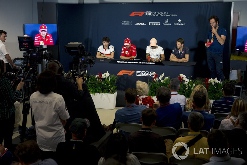 Charles Leclerc, Sauber, Sebastian Vettel, Ferrari, Lewis Hamilton, Mercedes-AMG F1 and Romain Grosjean, Haas F1 in the Press Conference