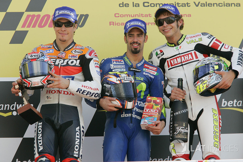 Podium: 1. Marco Melandri, 2. Nicky Hayden, 3. Valentino Rossi