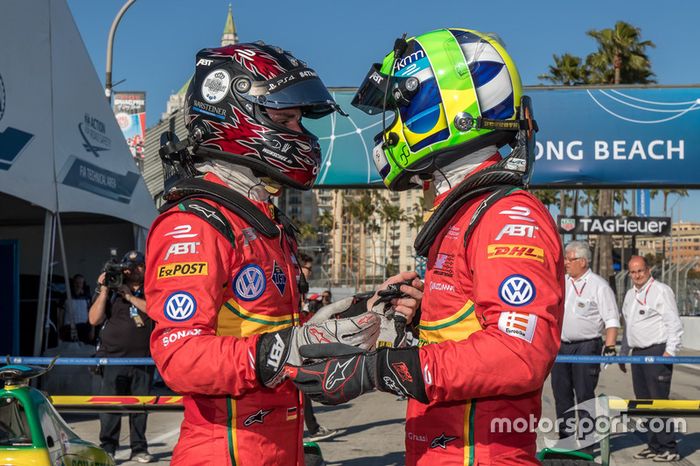 Carrera ganador Lucas di Grassi, Schaeffler de ABT Audi Sport con su compañero de equipo en tercer lugar Daniel Abt, ABT Schaeffler Audi Sport