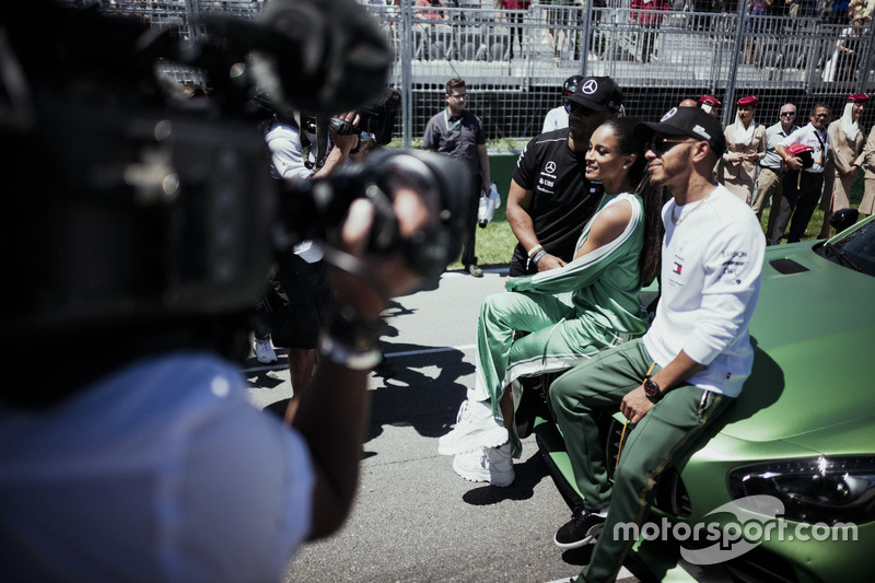 Lewis Hamilton, Mercedes AMG F1 with Russell Wilson