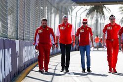 Track walk with Sebastian Vettel, Ferrari and Maurizio Arrivabene, Team Principal, Ferrari