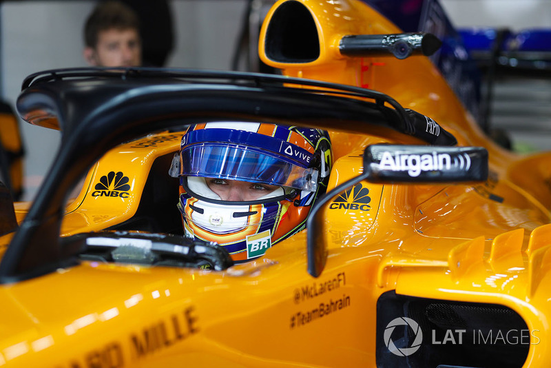 Lando Norris, McLaren, in cockpit