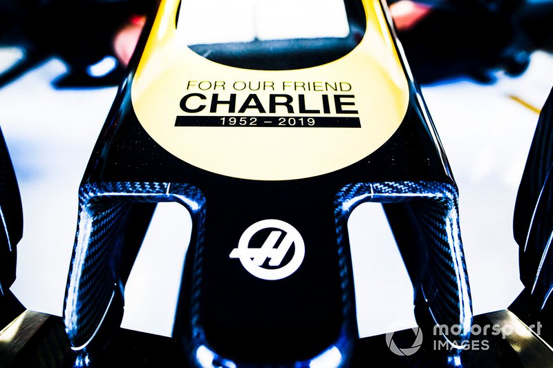 Haas F1 Team nose with Charlie Whiting Memorial graphic