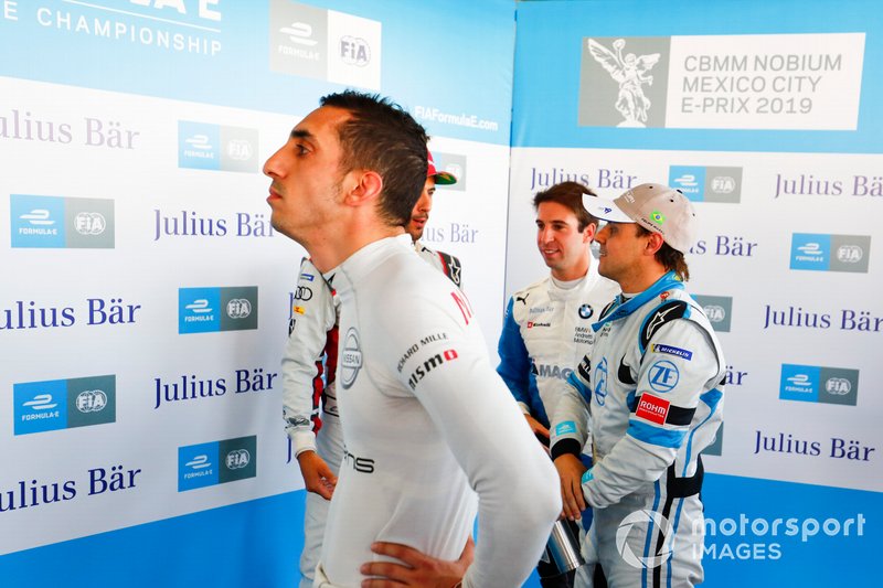 Sébastien Buemi , Nissan e.Dams watches the screens during Super Pole as Felipe Massa , Venturi Formula E chats with Lucas Di Grassi , Audi Sport ABT Schaeffler and Antonio Felix da Costa , BMW I Andretti Motorsports