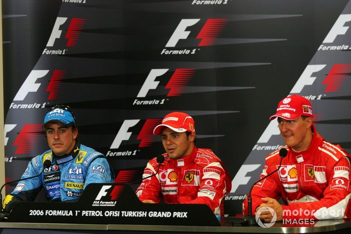Podio del GP de Turquía 2006: 1. Felipe Massa, Ferrari, 2. Fernando Alonso, Renault, 3. Michael Schumacher, Ferrari
