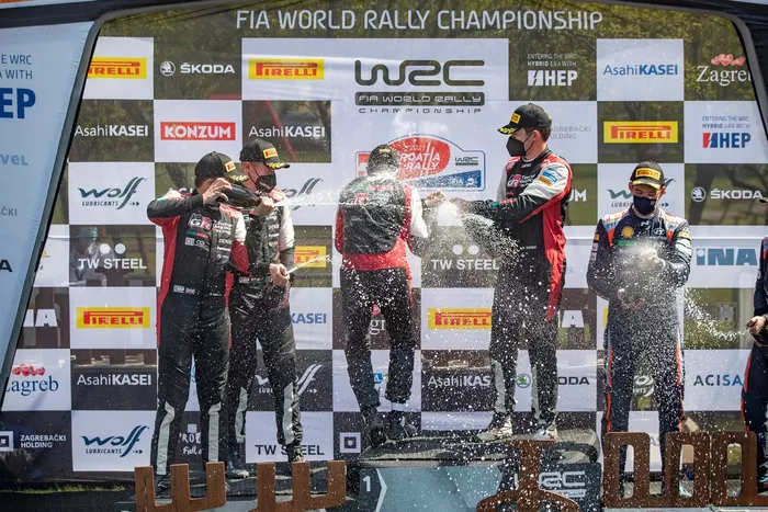 Podio: Ganador de la carrera Sébastien Ogier, Julien Ingrassia, Toyota Gazoo Racing WRT Toyota Yaris WRC, Elfyn Evans, Scott Martin, Toyota Gazoo Racing WRT Toyota Yaris WRC 