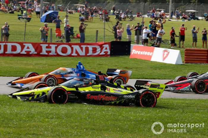 Inicio Santino Ferrucci, Dale Coyne Racing with Vasser Sullivan Honda, Scott Dixon, Chip Ganassi Racing Honda, chocan