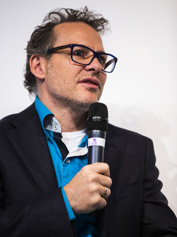 Jacques Villeneuve is interviewed on the Autosport stage