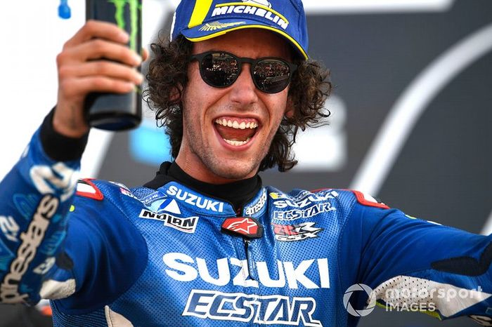 Podio: ganador de la carrera Alex Rins, Team Suzuki MotoGP