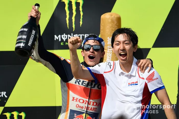 Podio: Marc Márquez, ganador de la carrera, Repsol Honda Team
