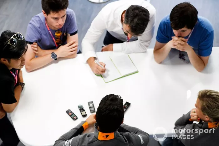 Sergio Sette Camara, McLaren speaks to the media