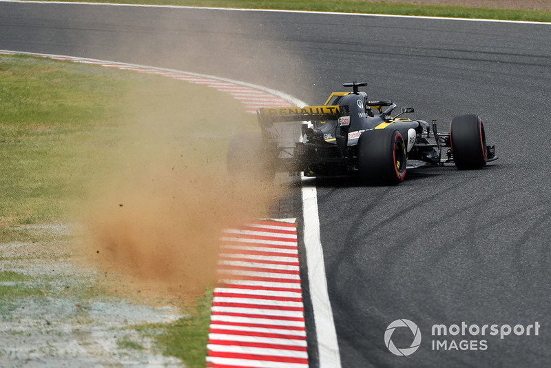 Ніко Хюлькенберг, Renault Sport F1 Team R.S. 18, розвертає болід та розбиває