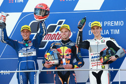 Podium: race winner Brad Binder, Red Bull KTM Ajo, second place Fabio Di Giannantonio, Gresini Racing Moto3, third place Francesco Bagnaia, Aspar Team Mahindra Moto3