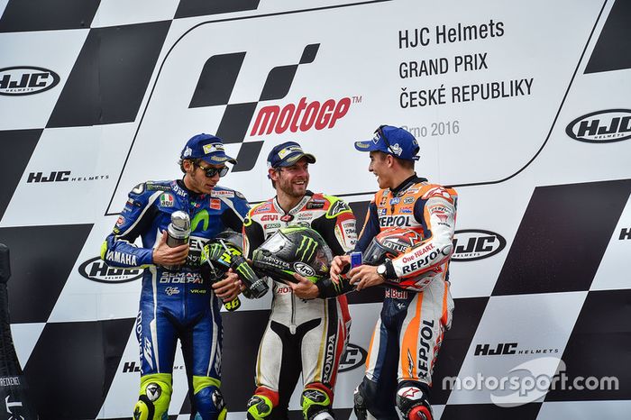 Podio: Cal Crutchlow, Team LCR Honda, Valentino Rossi, Yamaha Factory Racing, Marc Márquez, Repsol Honda Team