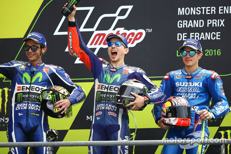 2016: 1. Jorge Lorenzo, 2. Valentino Rossi, 3. Maverick Vinales