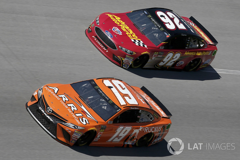 Daniel Suarez, Joe Gibbs Racing, Toyota Camry ARRIS, Timothy Peters, RBR Enterprises, Ford Fusion Advance Auto Parts / Black's Tire / BTS Tire & Wheel Distributors / BB&T / Highland Construction