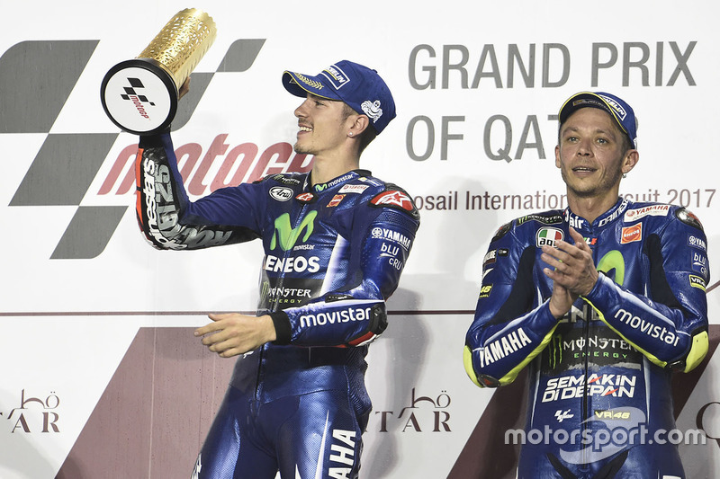 Podio: Maverick Viñales, Yamaha Factory Racing, Valentino Rossi, Yamaha Factory Racing