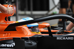 Fernando Alonso, McLaren MCL32 and halo