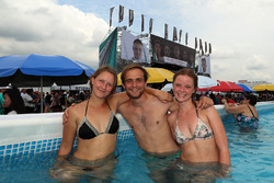 Fans in a swimming pool
