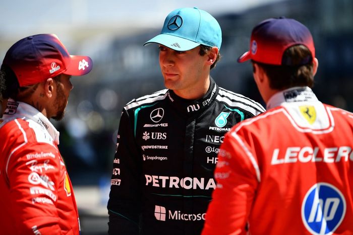 Charles Leclerc, Ferrari, Lewis Hamilton, Ferrari, George Russell, Mercedes