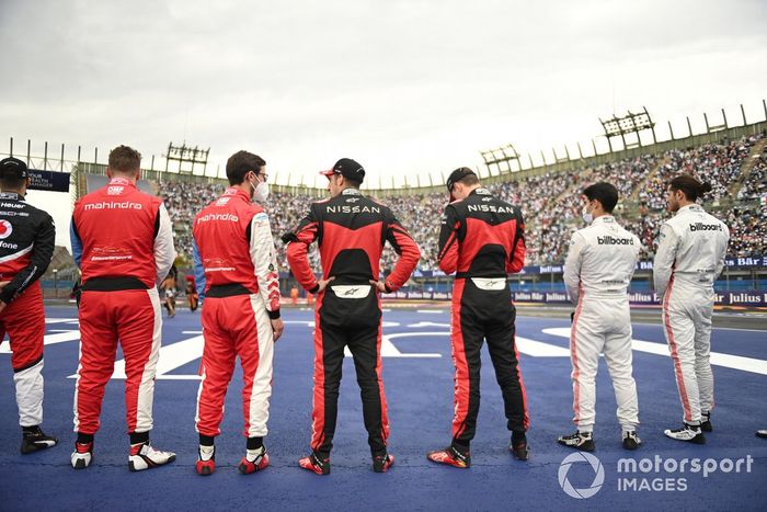 Oliver Rowland, Mahindra Racing, Alexander Sims, Mahindra Racing, Sebastien Buemi, Nissan e.Dams, Maximilian Gunther, Nissan e.Dams, Sergio Sette Camara, Dragon Penske Autosport ,y Antonio Giovinazzi (ITA), Dragon | Pens