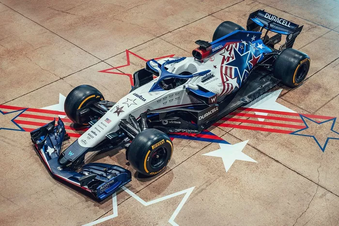 Decoración especial del equipo Williams para el GP de Estados Unidos
