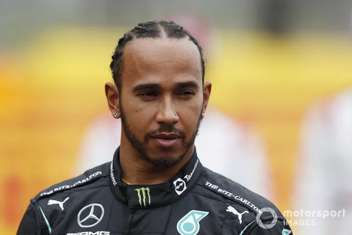 Lewis Hamilton, Mercedes, antes de la presentación del coche de Fórmula 1 de 2022