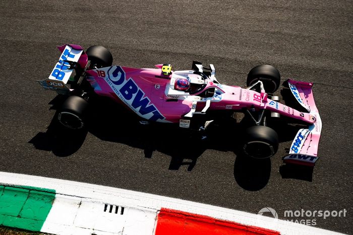 Para 2020, misma historia con Racing Point: el RP20 tenía a BWT como patrocinador principal (sin SportPesa) y el rosa seguía dominando