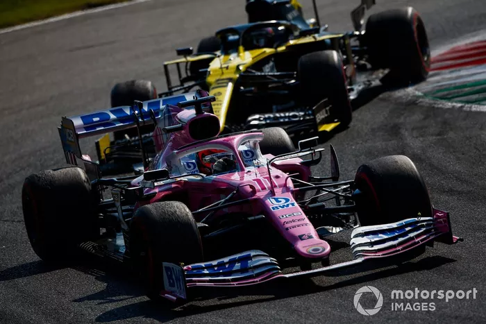 Sergio Pérez, Racing Point RP20, Daniel Ricciardo, Renault F1 Team R.S.20