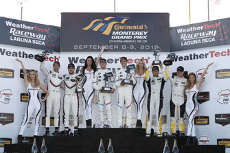 #912 Porsche Team North America Porsche 911 RSR, GTLM: Laurens Vanthoor, Earl Bamber, #25 BMW Team RLL BMW M8, GTLM: Alexander Sims, Connor de Phillippi, podium, #3 Corvette Racing Chevrolet Corvette C7.R, GTLM: Antonio Garcia, Jan Magnussen, podium