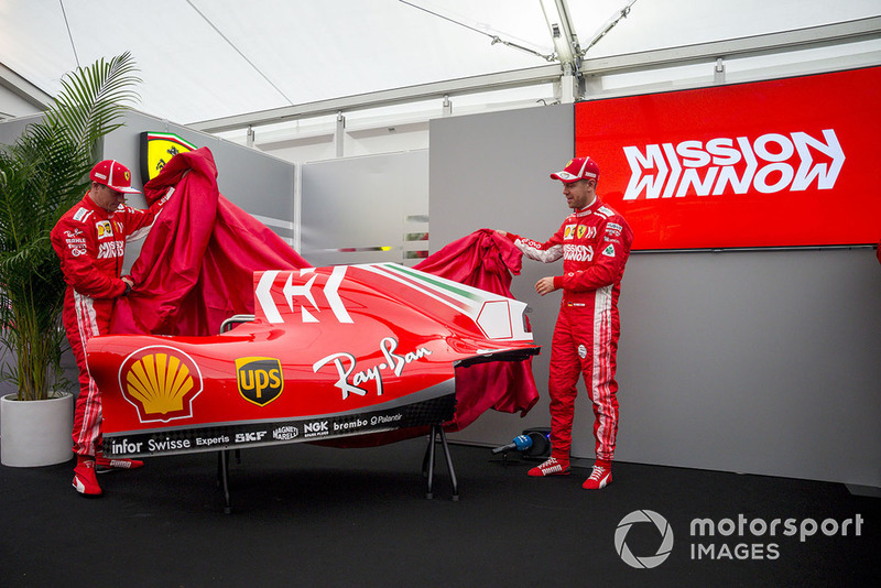 Kimi Raikkonen, Ferrari and Sebastian Vettel, Ferrari unveil the new Ferrari SF71H livery