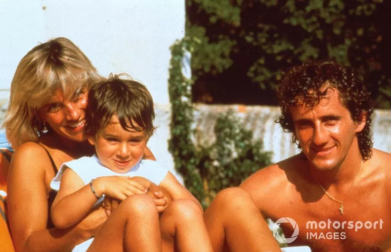 Alain Prost at home with his wife Anne-Marie and son Nicolas