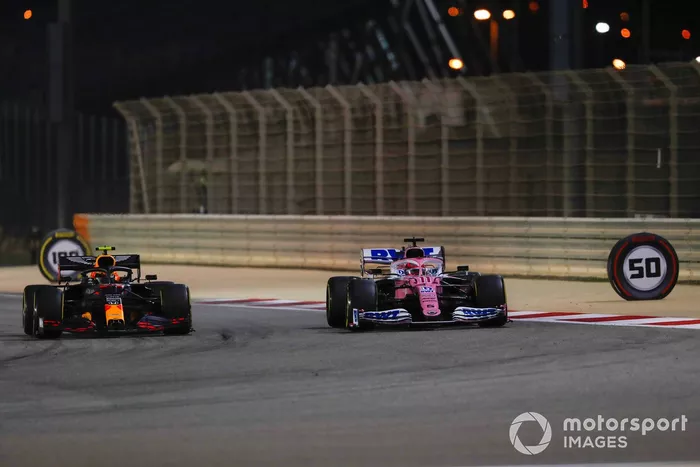 Sergio Pérez, Racing Point RP20, Alex Albon, Red Bull Racing RB16