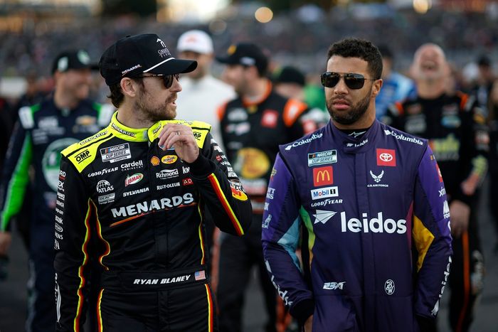 Ryan Blaney, Team Penske Ford, Bubba Wallace, 23XI Racing Toyota