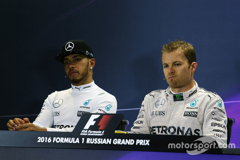 Press conference: winner Nico Rosberg, Mercedes AMG F1 Team, second place Lewis Hamilton, Mercedes A