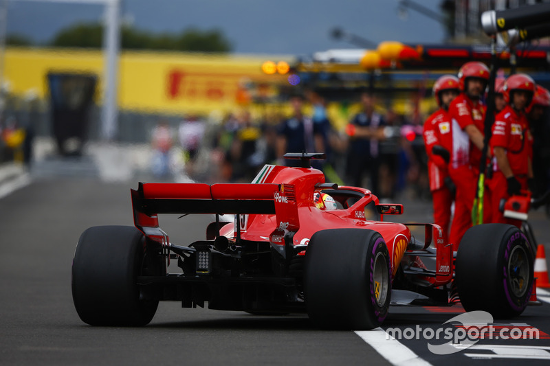 Sebastian Vettel, Ferrari SF71H, comes into the pits during Qualifying