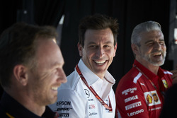 Christian Horner, Takım Patronu, Red Bull Racing, Toto Wolff, Direktör, Mercedes AMG, ve Maurizio Arrivabene, Takım Patronu, Ferrari