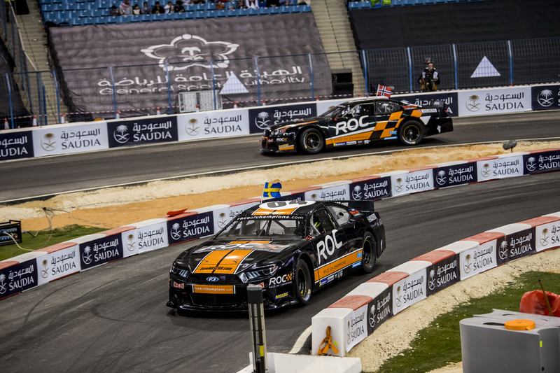 Petter Solberg and Joel Eriksson driving the Whelen NASCAR