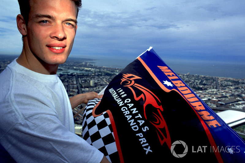 Alexander Wurz, Benetton stands at the top of the Rialto Tower in Melbourne