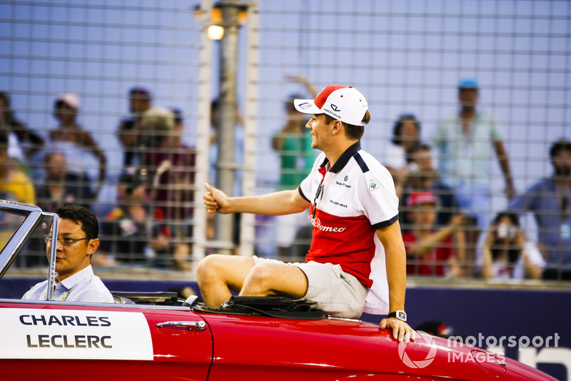 Charles Leclerc, Alfa Romeo Sauber F1 Team, on the drivers' parade