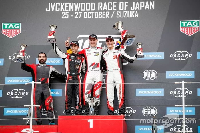 Podium: Race winner Johan Kristoffersson, SLR Volkswagen Volkswagen Golf GTI TCR, second place Esteban Guerrieri, ALL-INKL.COM Münnich Motorsport Honda Civic Type R TCR, third place Kevin Ceccon, Team Mulsanne Alfa Romeo Giulietta TCR