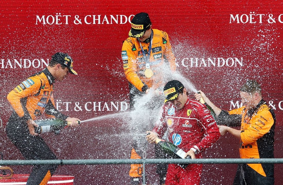 Charles Leclerc, Ferrari, Lando Norris, McLaren, Oscar Piastri