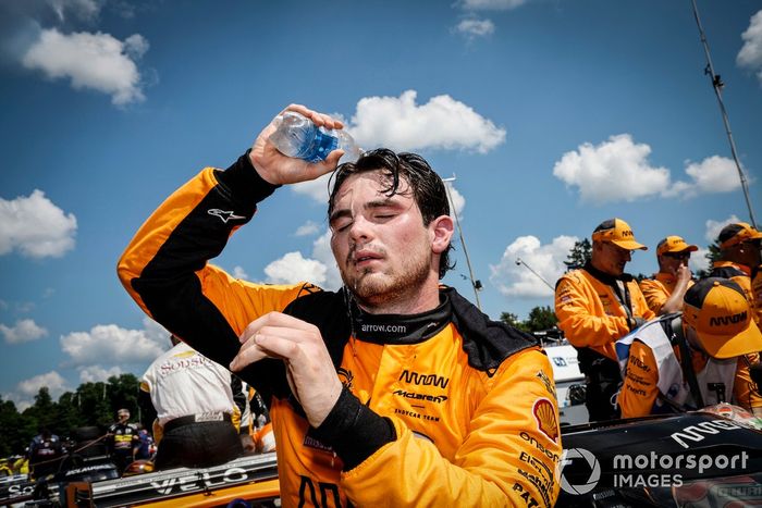 Patricio O'Ward, Arrow McLaren Chevrolet, ganador, celebración