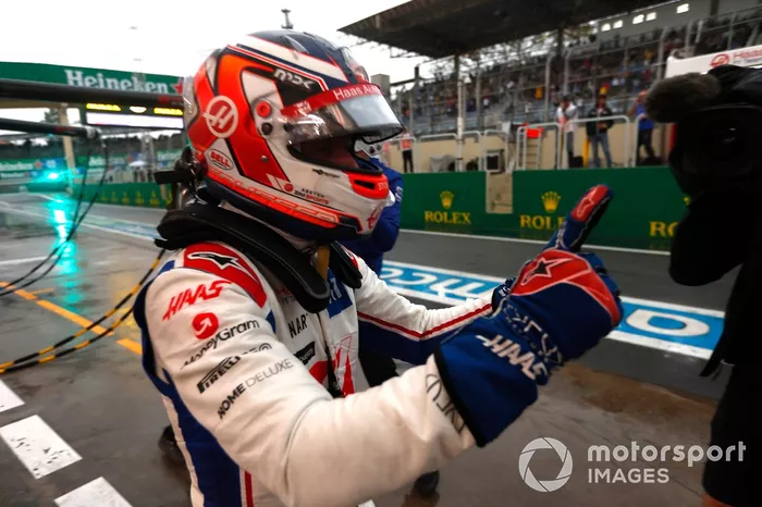 Pole man Kevin Magnussen, Haas F1 Team, celebrates