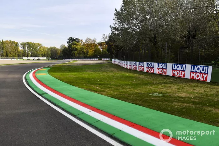 Trackside signage and kerbs in the national colours