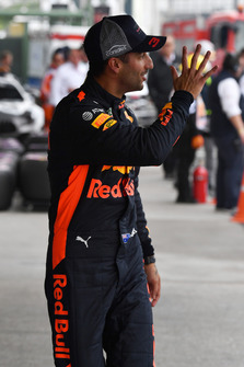 Pole sitter Daniel Ricciardo, Red Bull Racing celebrates in Parc Ferme
