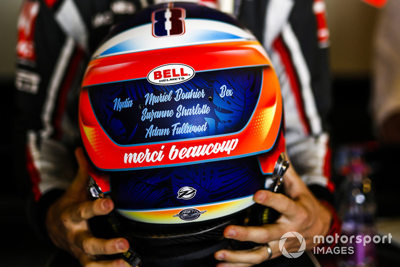 Romain Grosjean, Haas F1 Team, with his helmet